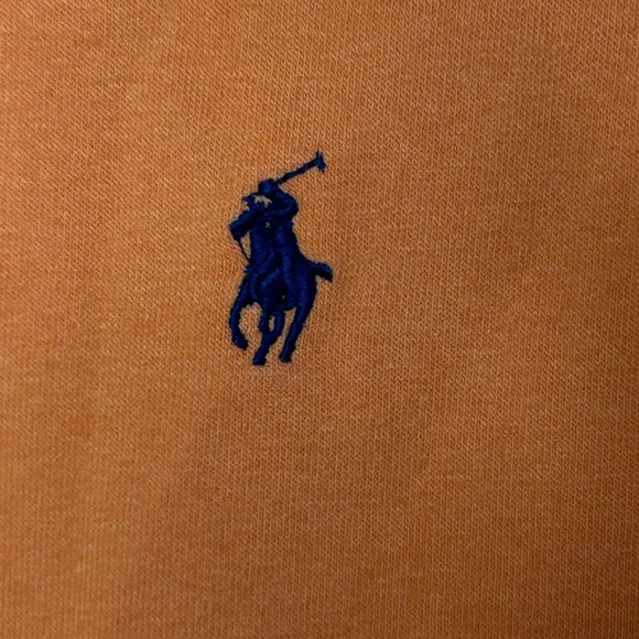 Polo by Ralph Lauren Vintage Orange Fleece Lined French Terry Sweatshirt Small - Picture 6 of 8